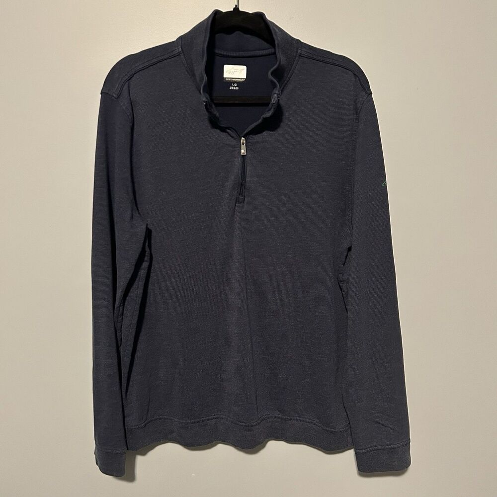 Greg Norman Mens Quarter Zip Pullover Sweater Size Large Solid Navy Blue